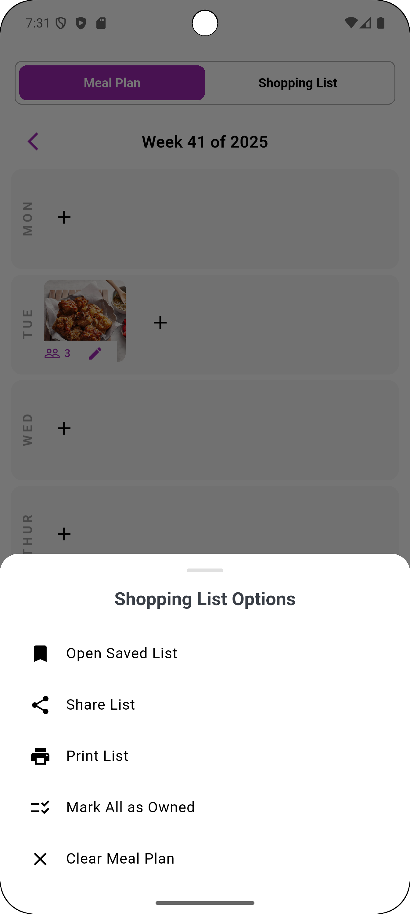 App Screenshot - Sharing shopping list